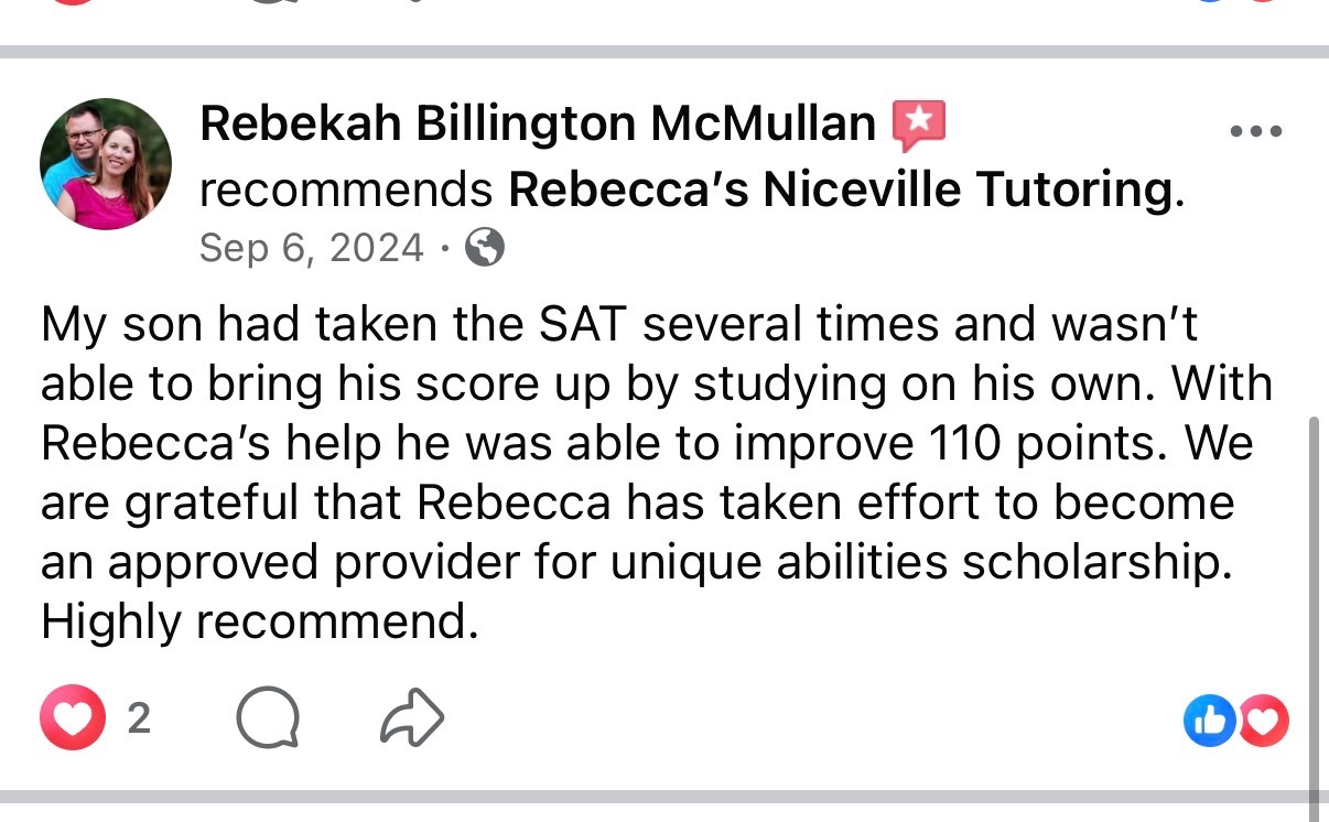 Parent review screenshot recommending the SAT course
