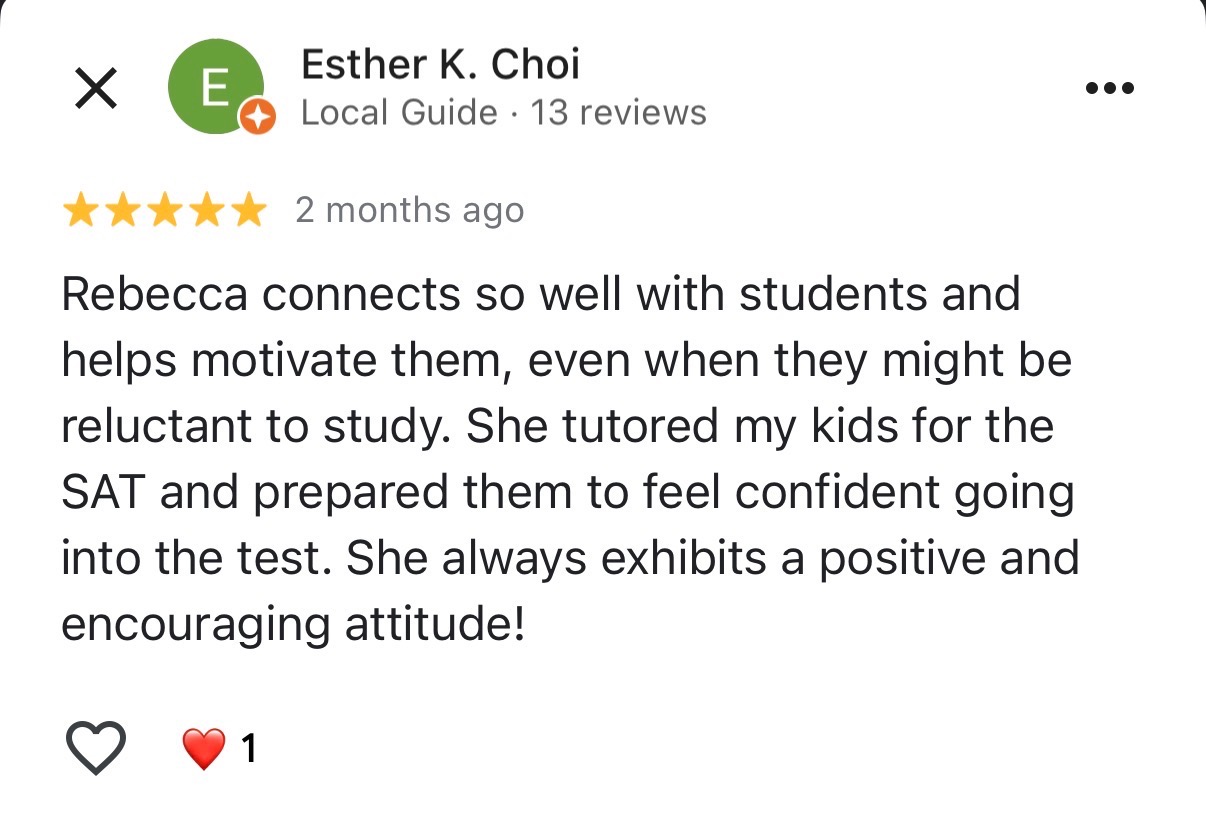 Student testimonial about SAT preparation experience