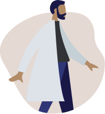 Vector graphic of a person wearing a medical coat