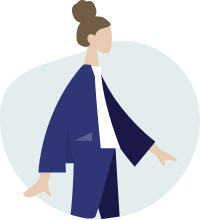 Vector graphic of a person wearing a blazer and dress pants