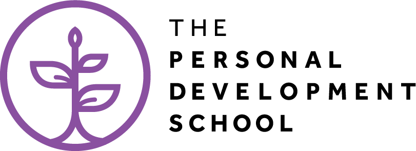 The Personal Development Schoo logo: The ree of life with the business name stacked next to it.