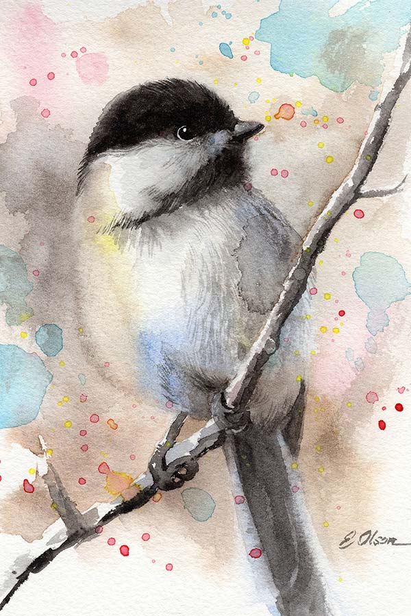Watercolor Chickadee