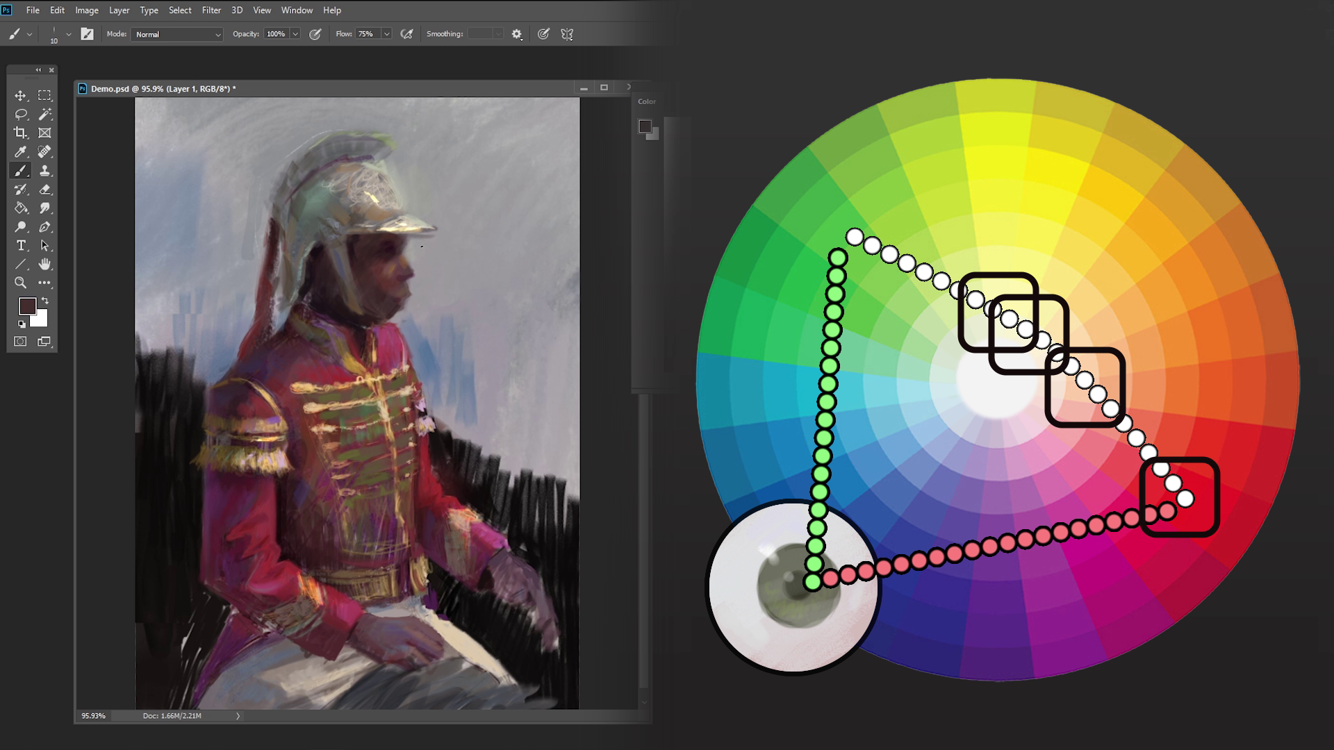 Digital painting interface with artwork and 'Getting Started with Digital Painting' banner